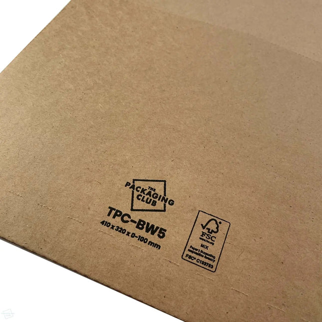 close up of the FSC® logo and print detail of the TPC-BW5 Book Wraps - sized 410 x 320 x 0-100 mm