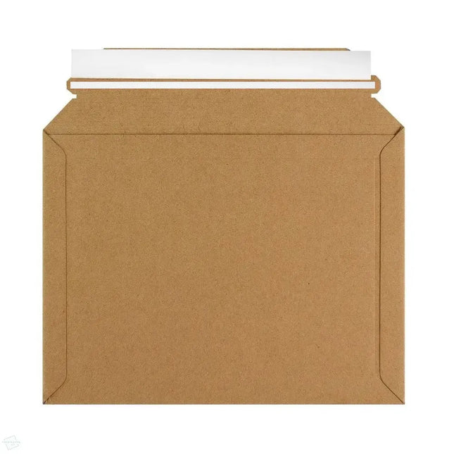 Corrugated Cardboard Capacity Envelopes 180 x 235mm featuring new white paper based opening strip. 100% recyclable - available by The Packaging Club