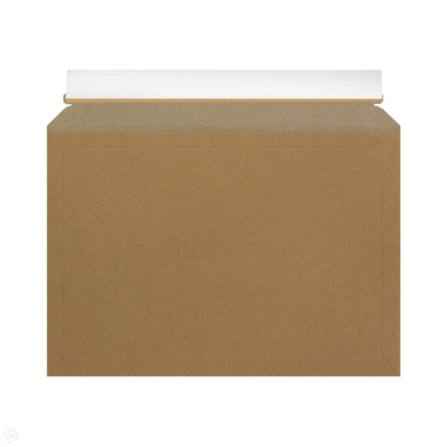 Fits A4 paper and documents - 234 x 334 mm 300 and 400gsm solid board cardboard envelopes with plastic free opening and peel and seal.