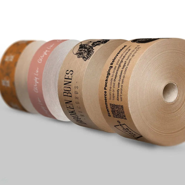 90GSM Premium Printed Water Activated Tape 48mm x 200m The Packaging Club