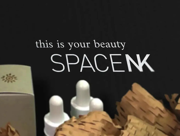 Space NK rebrand - cose up shot of their printed logo in the inside lid of their new bespoke crash lock box packaging made for cosmetic businesses.