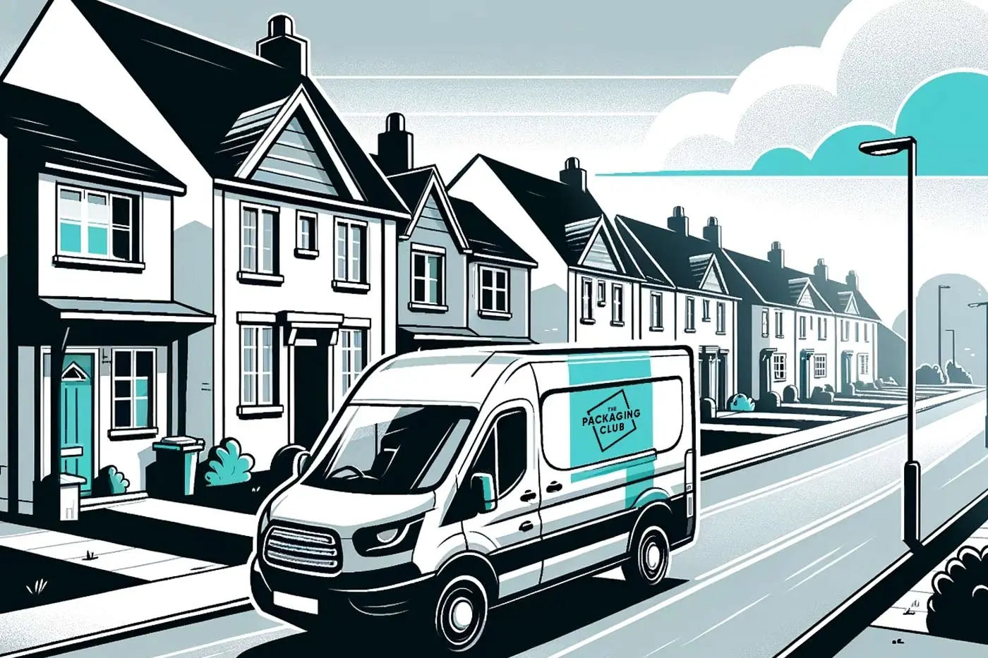 illustration of a delivery van with a company logo on the side