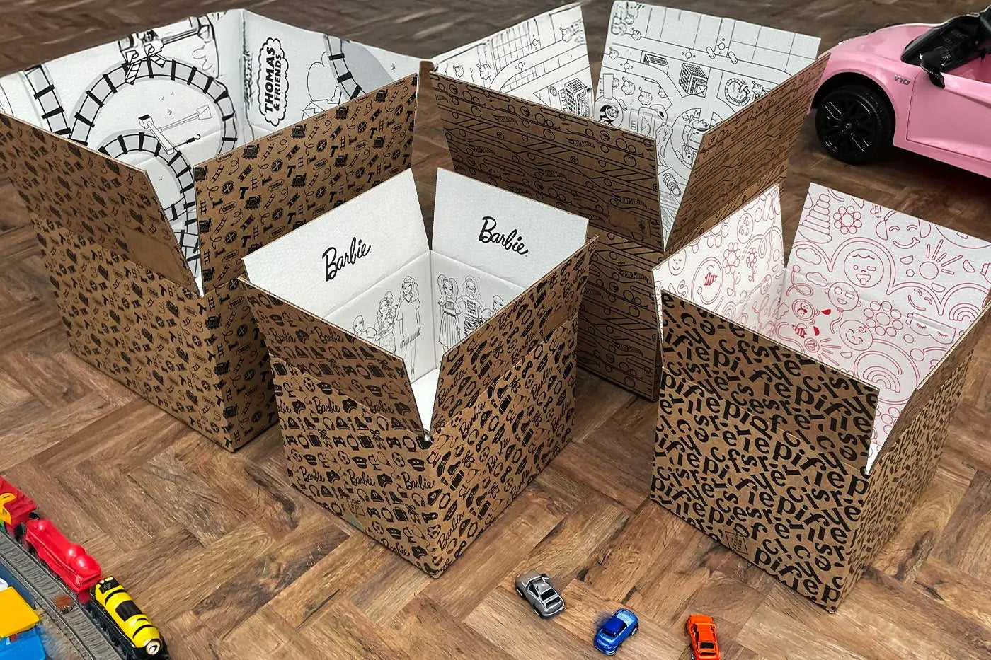 Custom cardboard boxes for Mattel - making packaging fun by gamifying unboxing experiences for Children