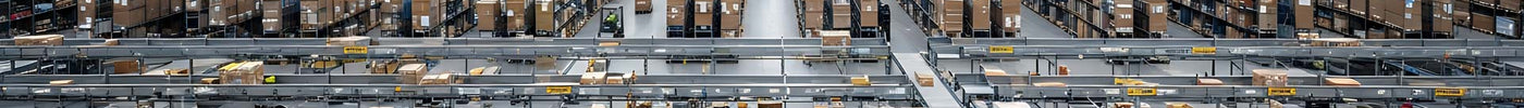 AI automation controlling a warehouse full of pallets, packaging and automated machines