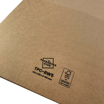 close up of the FSC® logo and print detail of the TPC-BW5 Book Wraps - sized 410 x 320 x 0-100 mm
