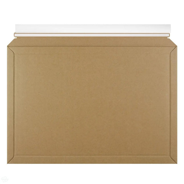 Corrugated Cardboard Capacity Envelopes 278 x 400mm featuring new white paper based opening strip. 100% recyclable - available by The Packaging Club