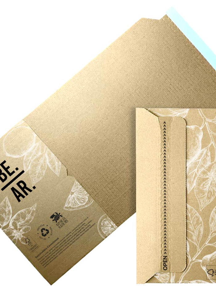 Custom Printed Book Wrap Mailer - for shipping coffee. Printed in 2 colour white and black over 100% recyclable FSC certified kraft corrugated cardboard. 