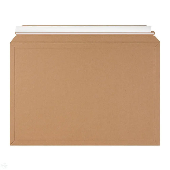 Corrugated Cardboard Capacity Envelopes 321 x 467mm  featuring new white paper based opening strip. 100% recyclable - available by The Packaging Club