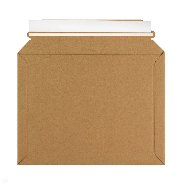Corrugated Cardboard Capacity Envelopes 180 x 235mm featuring new white paper based opening strip. 100% recyclable - available by The Packaging Club