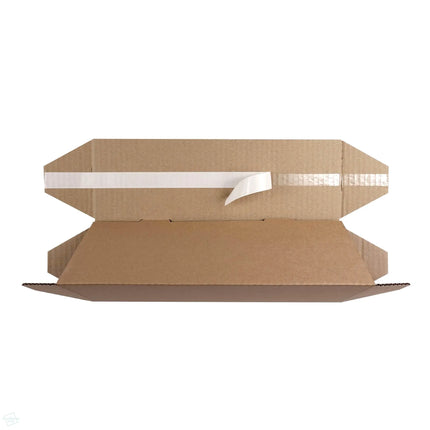 triangular postal boxes - highlighting peel and seal tape, easy to use flatpack boxes for shipping posters and rolled up prints