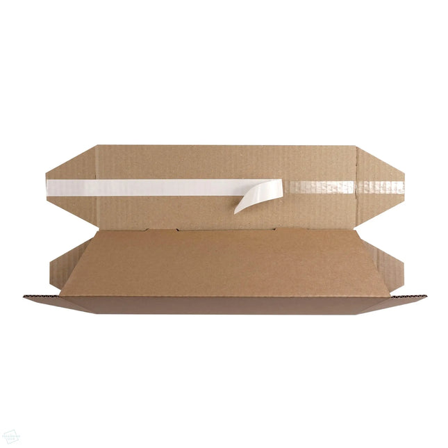 triangular postal boxes - highlighting peel and seal tape, easy to use flatpack boxes for shipping posters and rolled up prints