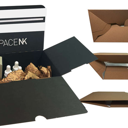 Crash lock boxes - custom printed for e-commerc brand SPACE NK cosmetic retailer