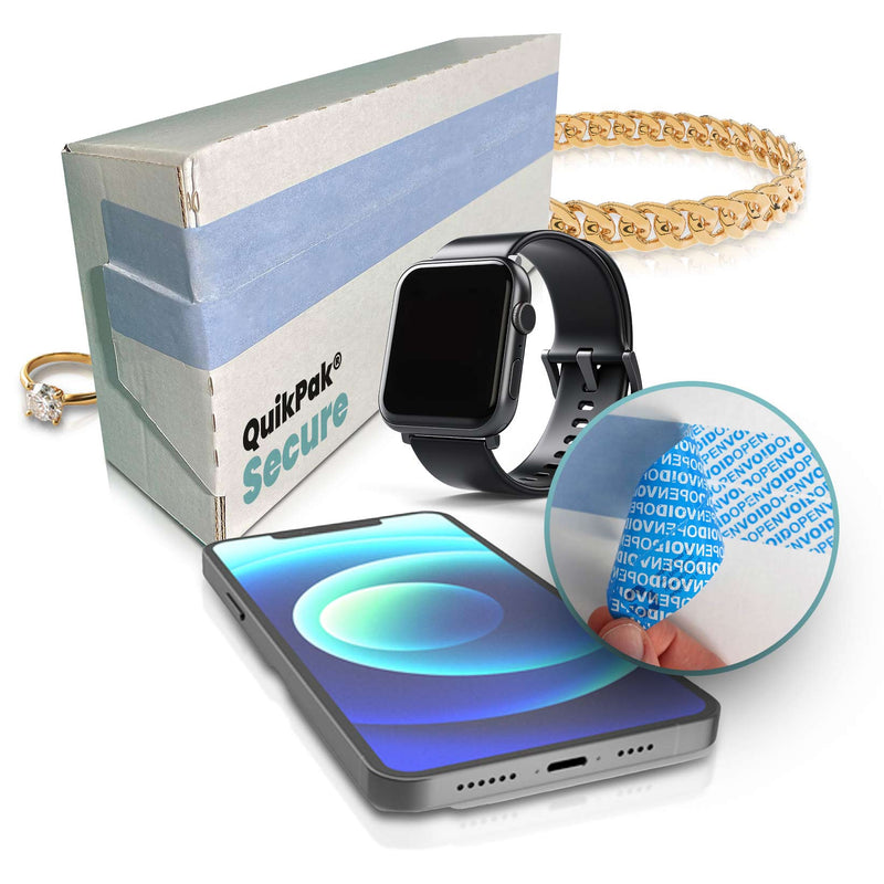 Smartphone, smartwatch and jewellery protected with QuikPak® Secure tamper-evident packaging