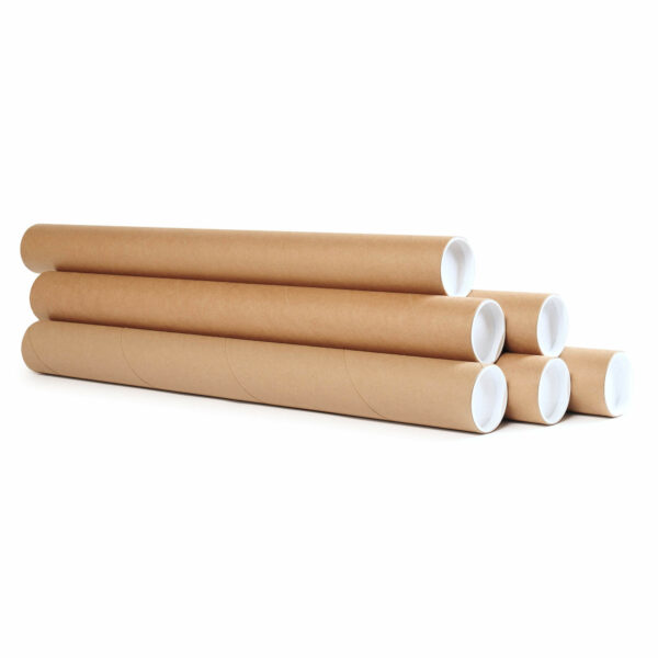 Long Cardboard Postal Tubes with White End Caps