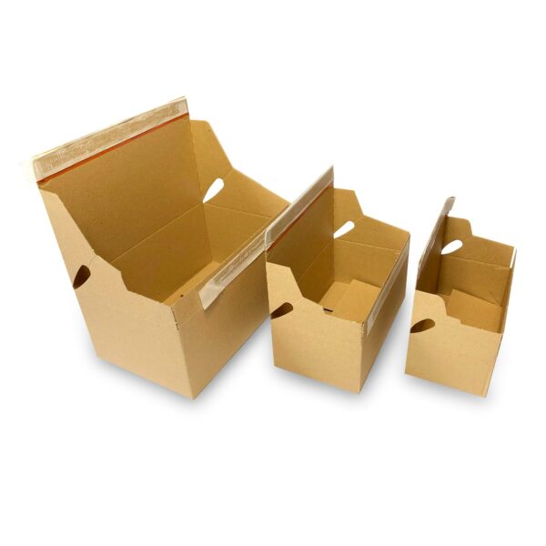 Crash lock boxes with secure base and double peel and seal