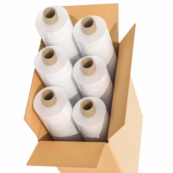 Pack of 6 stretch wraps for palletising featuring extended cores