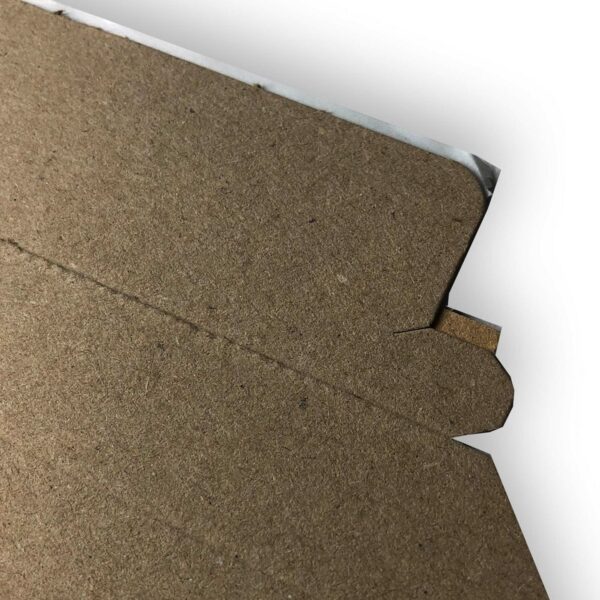 easy open perforation close up on our 100% recyclable amazon style cardboard envelopes