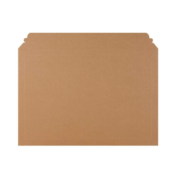 Solid cardboard envelopes (not corrugated) sized 278 x 400mm, featuring peel and seal and plastic free opening strip - front