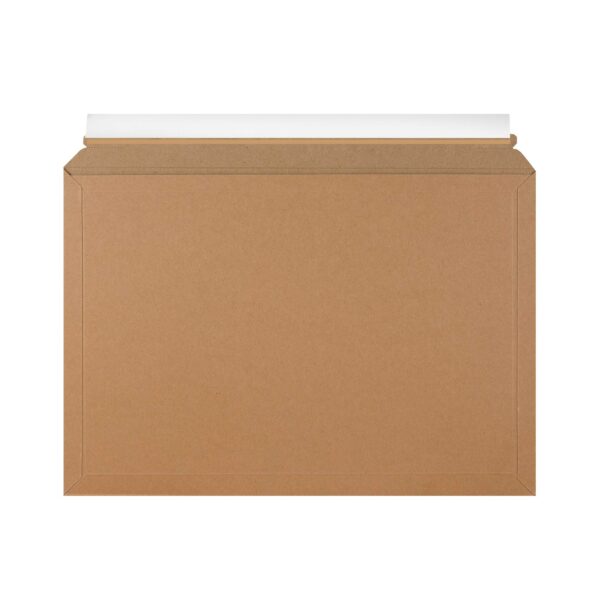 Solid cardboard envelopes (not corrugated) sized 278 x 400mm, featuring peel and seal and plastic free opening strip